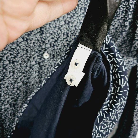 ASOS Button Front Shirt 2XL Blue White Confetti Print Cotton Blend Long Sleeve - Picture 7 of 10